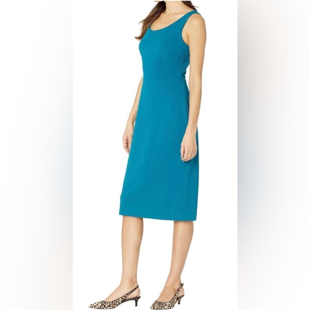 Betsey Johnson, Teal Scoop Neck Sleeveless Crepe Midi Wiggle Dress 6